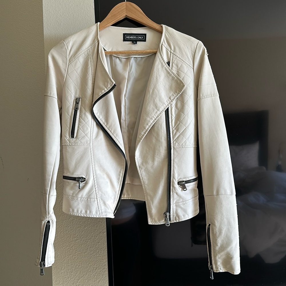 Members Only Cream Moto Jacket